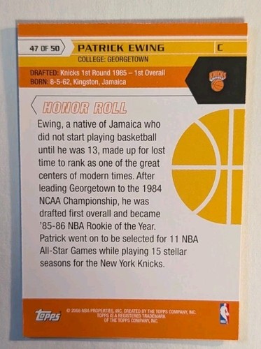 2008 Patrick Ewing Topps Promo # 47 von 50 - Bild 2 von 4