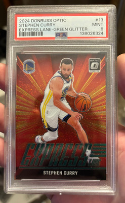 2024 Stephen Curry PSA 9 #d 5/5 Optic Express Lane Green Glitter Card #13