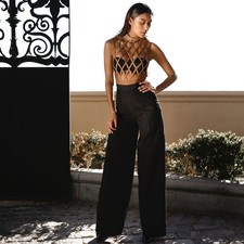 NWOT House of CB Phoebe Black Wide-Leg Trousers in XS