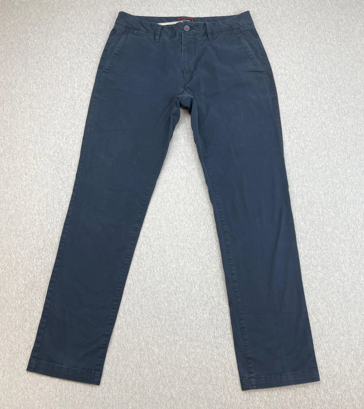 Untuckit Pants Mens 30 x 32 Navy Blue Cotton Blend Stretch Chino Flat Front
