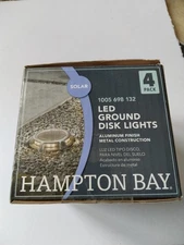 Hampton Bay Solar 15 Lumens Silver LED In-Ground Disk Path Light 4-Pack
