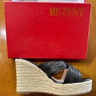 Mezent Black Woven Sandal Slide Wedges Women NIB Open Toe 8M Raffia Platform — photo 3