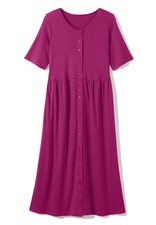 Woman Within Plus Size Petite Button-Front Elbow-Sleeve Knit Dress