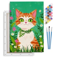 Yezavesu Framed Paint by Numbers Kit for Adults Beginner & Kids Ages 8-12 Cat...