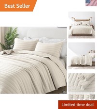 Ivory King Size Quilt Bedding Sets with 2 Pillow Shams, Lightweight Soft Beds...