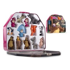 Masha and The Bear Toys Playset: 13 Figures with Tin Box of The Bear s House ...