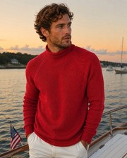 J Crew 1988 Rollneck Sweater Mens M Red Cotton Minimalist Preppy Americana BW186