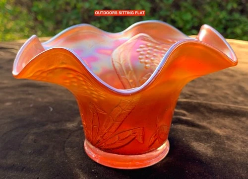 FENTON MARIGOLD “FLOWERING DILL” CARNIVAL GLASS HAT – NICE!