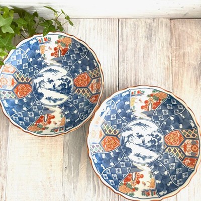 Arita Imari Ware Japanese Porcelain 21.5cm Plate Set 2-piece Ko-Imari Design