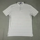 Peter Millar Polo Shirt Mens Large Off-White Striped Crown Crafted Golf  STAINED