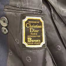 Vintage Christian Dior Navy Solid Single-Breasted 2-Button Notch 42"