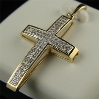 10k Mens Ladies Mini Diamond Cross Charm Pendant .40 Ct on sale 10k Mens Ladies Mini Diamond Cross Charm Pendant .40 Ct on sale