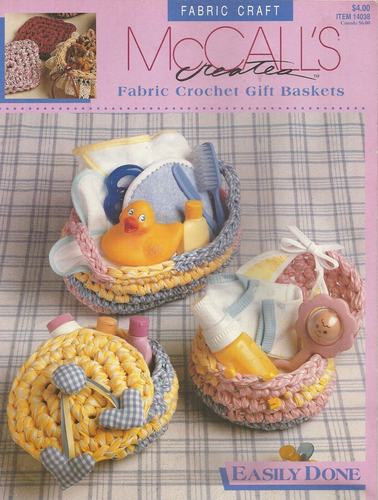MCCALL'S CREATES FABRIC CROCHET GIFT BASKETS LEAFLET VINTAGE - 第 1/2 張圖片