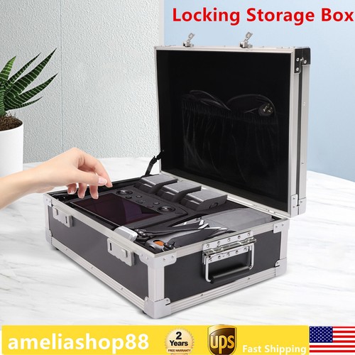 Aluminum Hard Safe Case Briefcase Toolbox Storage Black Lockable Carrying Case