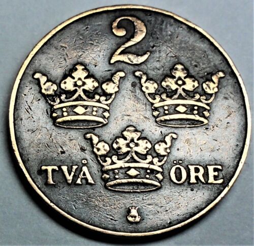 Suecia 2 Öre 1921 König Gustav V. (1907-1950) ss-vz / vf-xf + bolsa de monedas - Imagen 1 de 4