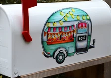 Mailbox Magnet Partial Cover Vintage Teal Camper Welcome Home Personalized
