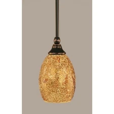 Toltec Lighting Stem Mini Pendant, Black Copper, Gold Fusion Glass - 23-BC-4175