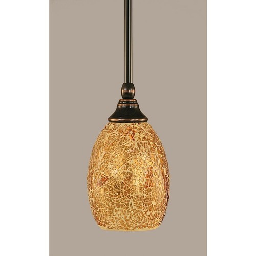 Toltec Lighting Stem Mini Pendant, Black Copper, Gold Fusion Glass - 23-BC-4175 - 第 1/1 張圖片