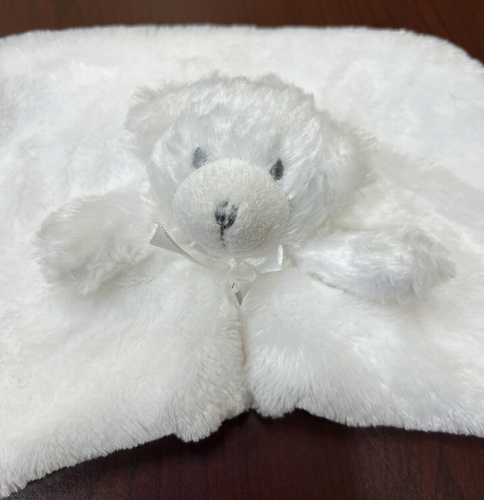 Blankets and Beyond White Teddy Bear Lovey Shaggy Square Plush Security Blanket - Picture 4 of 9