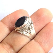 Natural Black Onyx 925 Sterling Silver Handmade Dainty Ring All Size Available