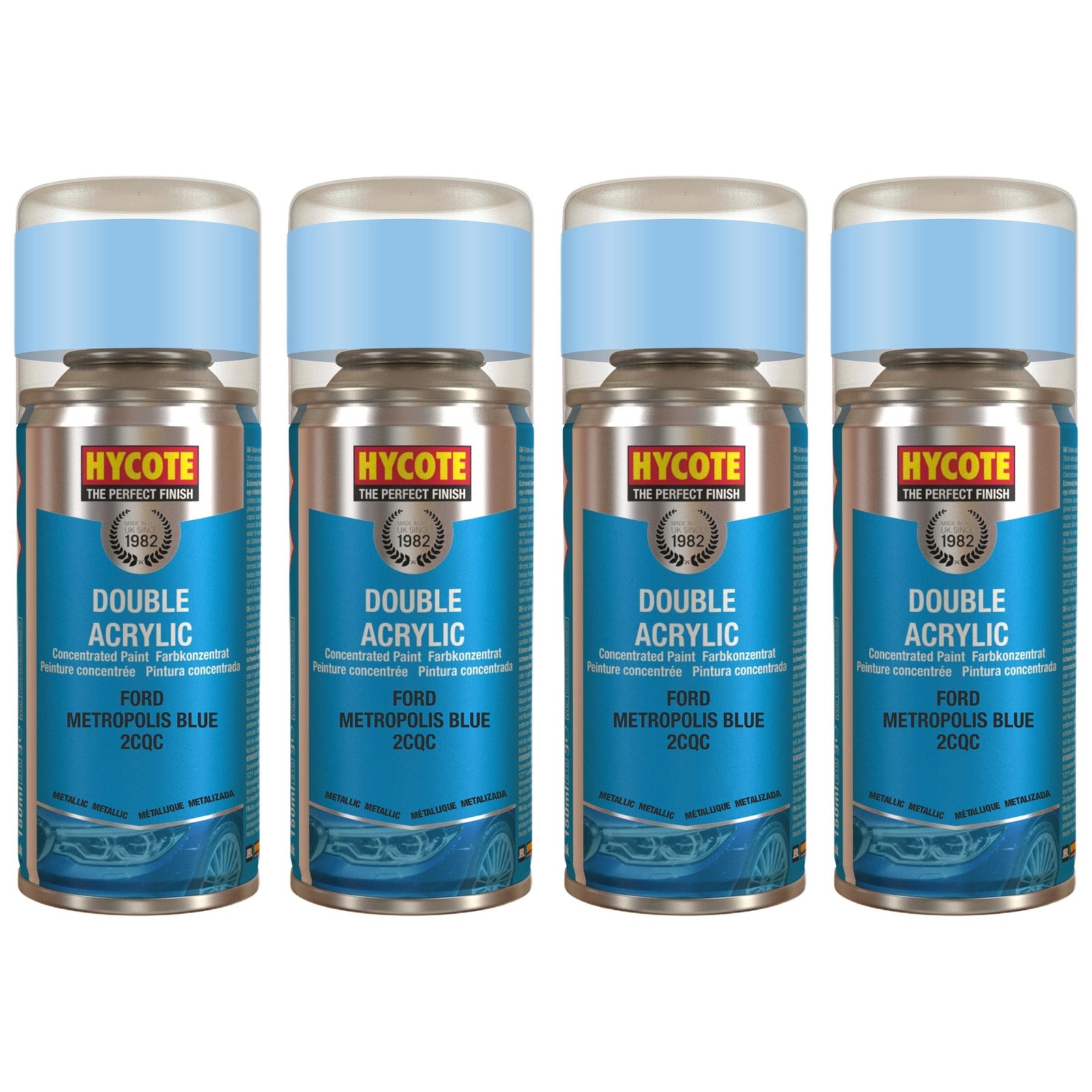 Hycote Colour Spray Paint XDFD720 Ford Metropolis Blue (Metallic) 150ml x4