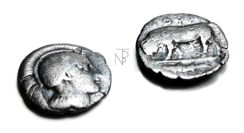GREEK Lucania (THURIUM) Triobolo Atena-Toro - Afbeelding 3 van 6