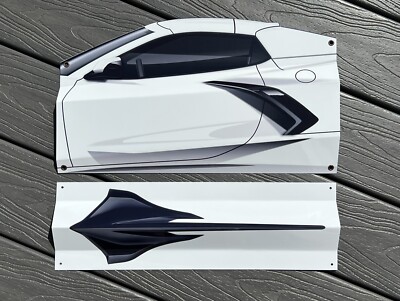 WOW! Curved 2pc 3D Corvette C8 Stingray Side View Style Sign CHOOSE COLOR