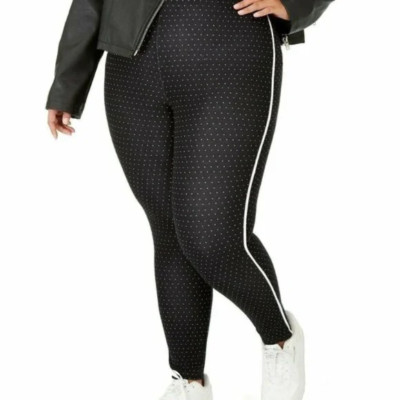 (NWT) HUE Women's Black Pin Dot Knit High Waist Skimmer Leggings Size XXXL