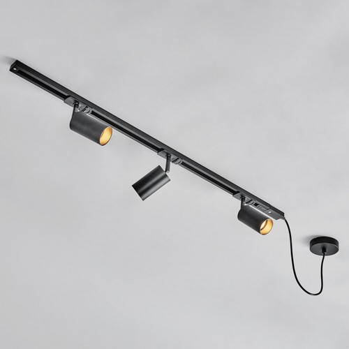 Litecraft Bexley 1 Metre Track Light Kit with 3 GU10 Heads - Black Clearance - Picture 2 of 9