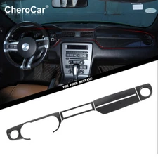 For Ford Mustang 10-14 Central Control Trim Dash Cover Accessories Carbon Fiber