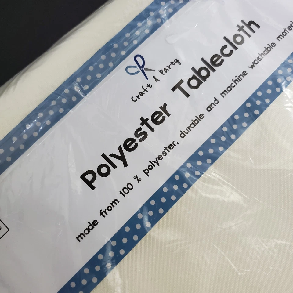 Craft & Party 100% Polyester Tablecloth Ivory 120" Round - Image 2 of 4