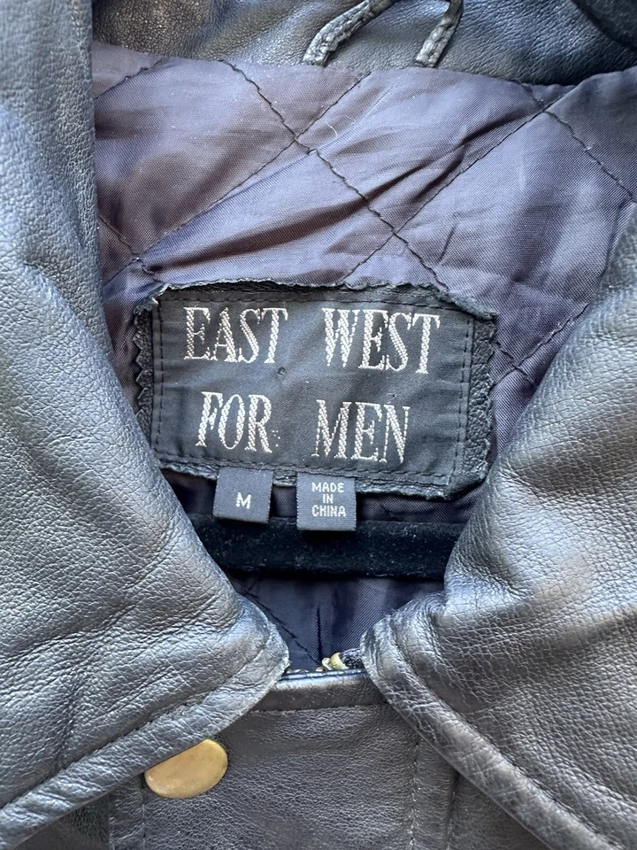 East West vintage para hombre. Chaqueta de cuero negra mediana rara en buen estado Foto 3 de 4