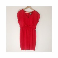 VINCE CAMUTO RED DRESS SIZE 8 V-Neck Cinched Waist Cocktail Dress