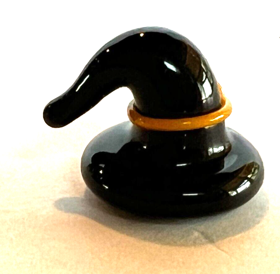 Mini TINY Glass Black WITCH HAT Figurine  5/8