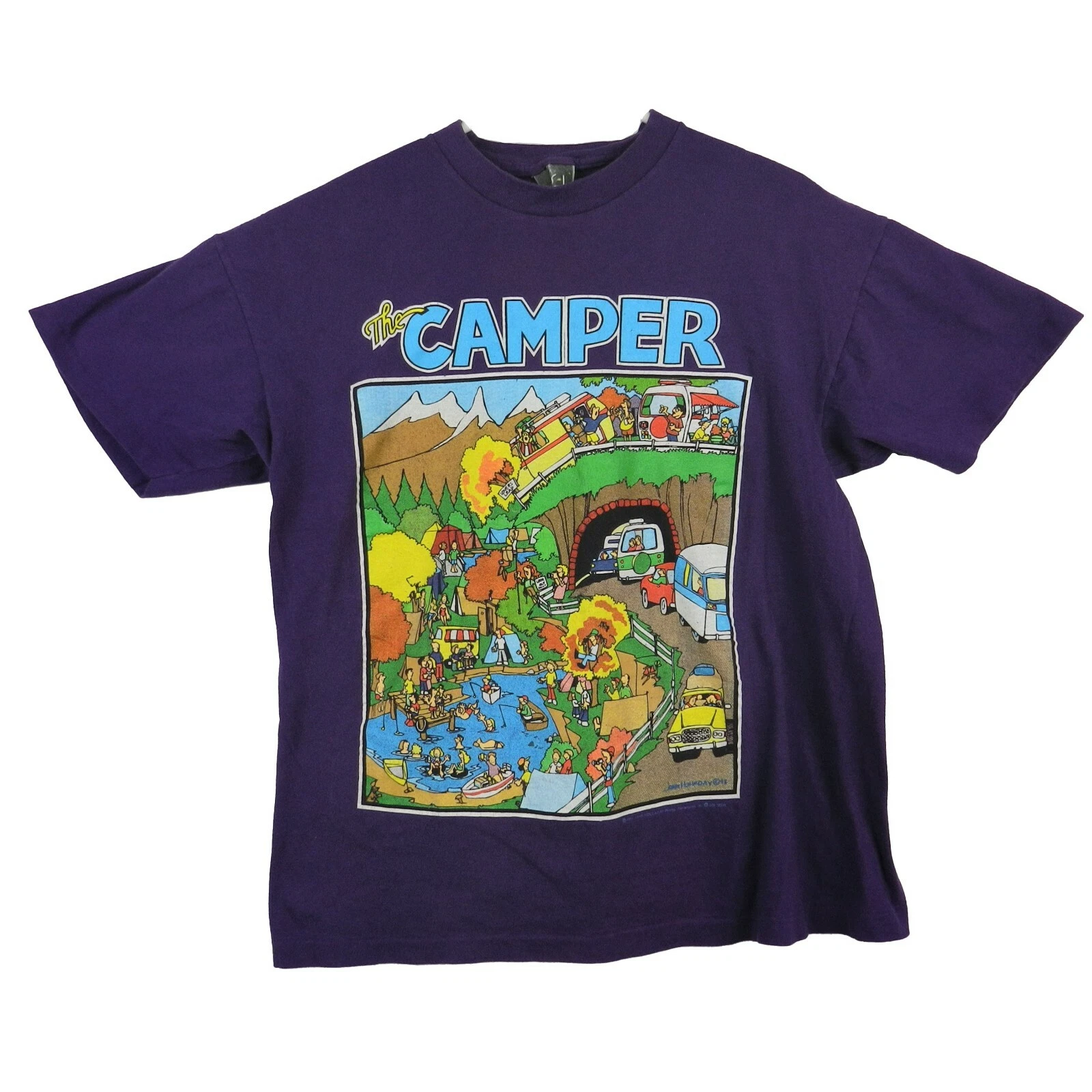Vtg 1992 SSI Express John Holladay The Camper Graphic Print Men's T-Shirt Sz L
