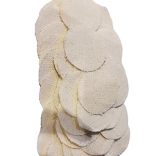 50 Beige Linen Blank Circles Made in USA, 1.25 Inches for Crafting, Fobs