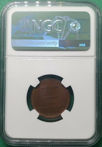 1840 NETHERLANDS WILLEM II INAUGURATION HISTORIC RARE TOKEN NGC MS 62BN TOP POP - Picture 3 of 5