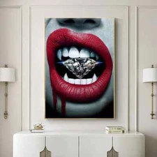 Red Lipstick Sexy Lip Canvas Painting Wall Art Poster Print Modern Wall Decor 