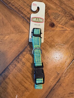 Lake & Trail  green and yellow Dog Collar ~ Size Small