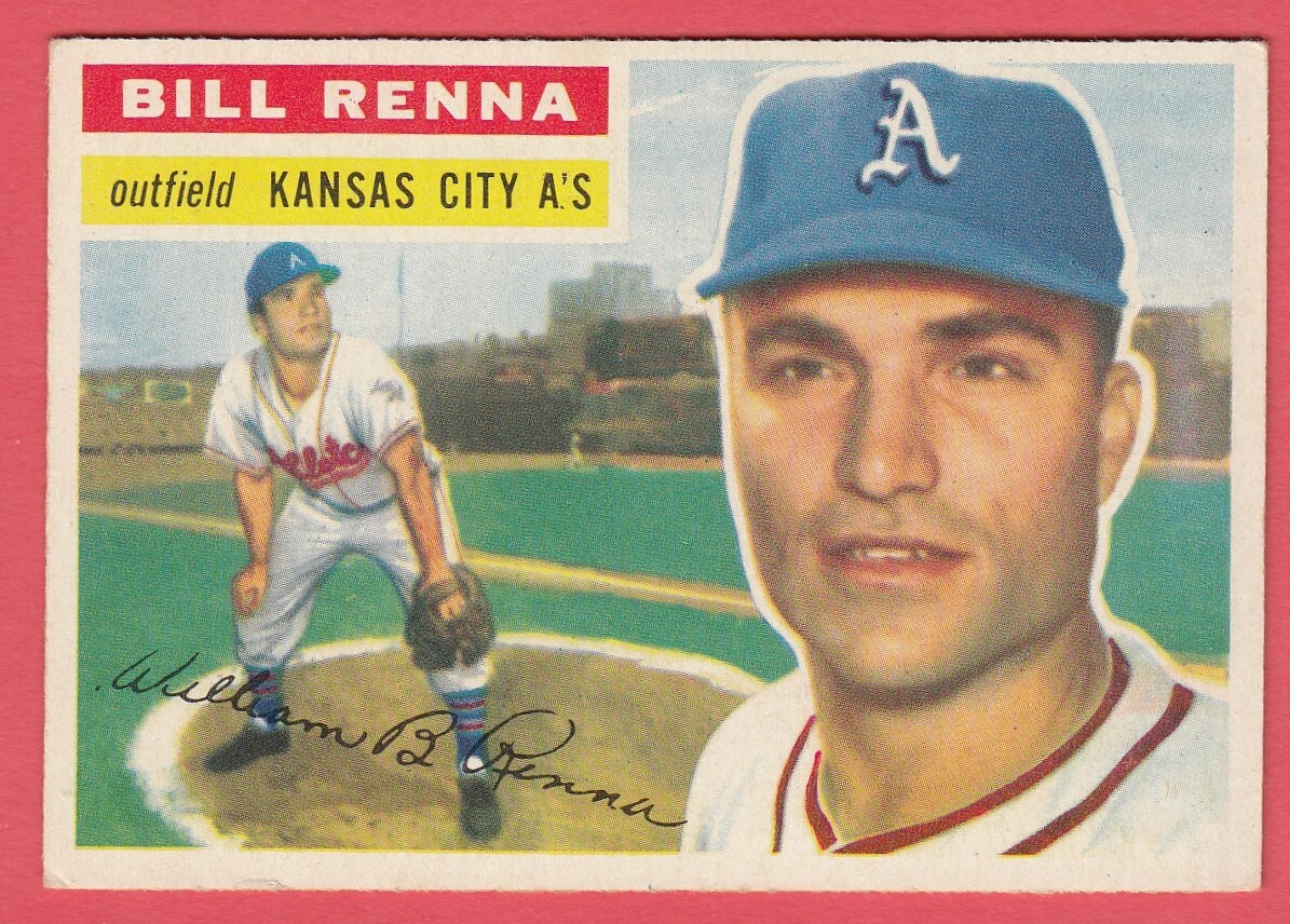 1956 Topps # 82 Bill Renna -- Athletics -- Box 732-186 | eBay