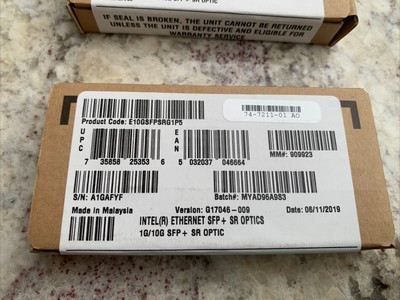 Intel G17046-006 Ethernet SFP+ SR Optics 1G/10G, E10GSFPSRG1P5