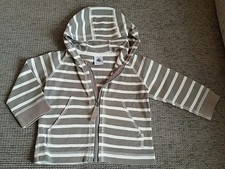 PETIT BATEAU Strickjacke Gr. 67 (68) 6 Monate taupe creme gestreift Kapuze Jacke