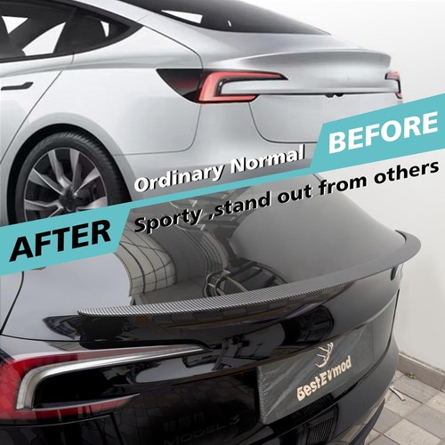 Rear Spoiler Wings for Tesla Model 3 Highland 2025 2024 ABS Matt Carbon - Picture 6 of 7