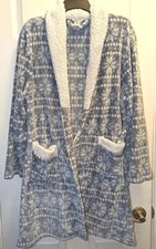 Fleece Housecoat Bathrobe With Pockets EUC Blue Womens One Size Mayfair