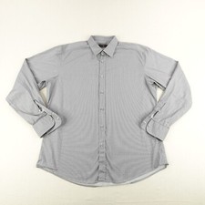 Ermenegildo Zegna Shirt Mens XL Gray Checker Button Up Performance Cotton Flex