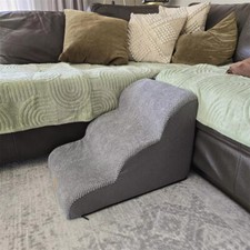 Curved Dog Stairs for High Bed Climbing 3-Step Dog Steps Staircase Padded Cover