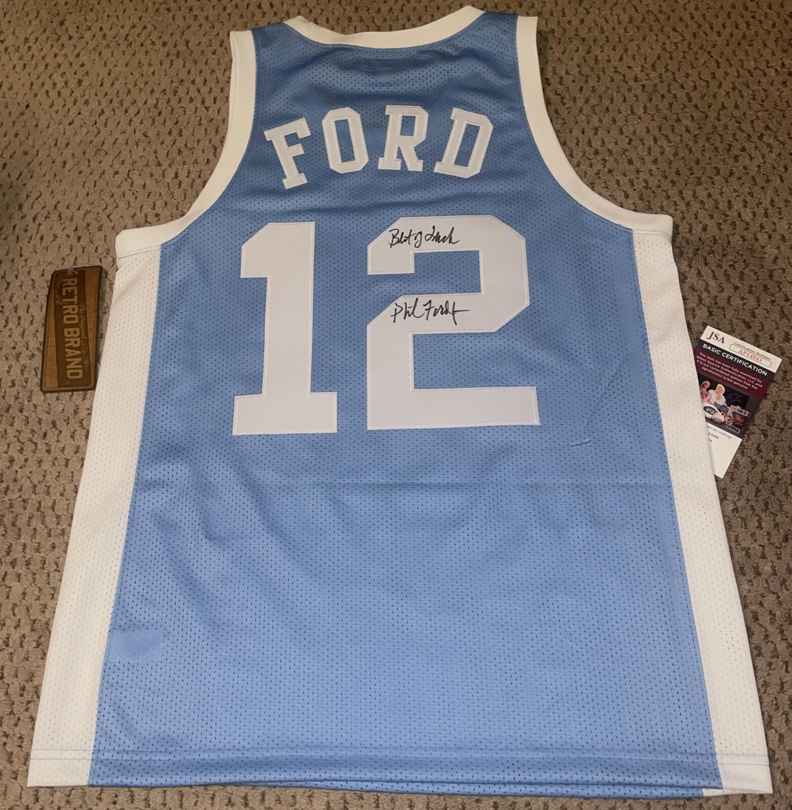 PHIL FORD SIGNED UNC JERSEY AUTOGRAPH BASKETBALL JSA NORTH CAROLINA TAR HEELS M 
