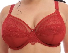 Image of Elomi Priya Bra Haute Red Mesh Size 36G Underwired Side Support Plunge 4550 New