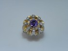 Ladies Estate Two Tone Diamond And Amethyst Right Hand Cocktail Ring