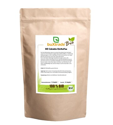 5x1 kg | BIO Colombia Röstkaffee | Ganze Kaffeebohne | geröstet | Buxtrade | 